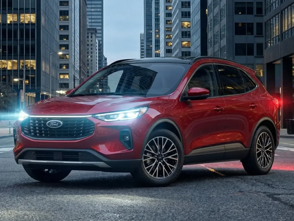Ford Escape Hybrid 2026 fuel-efficient SUV in urban setting showing modern design and efficiency